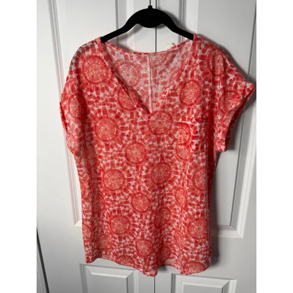 Short Sleeve Tee in Orange and White - Picture 1 of 5